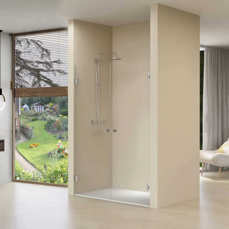 Actieprijs Dubbele Nisdeuren Van Rijn ST01 Helder Glas 100x200 cm 8 mm RVS