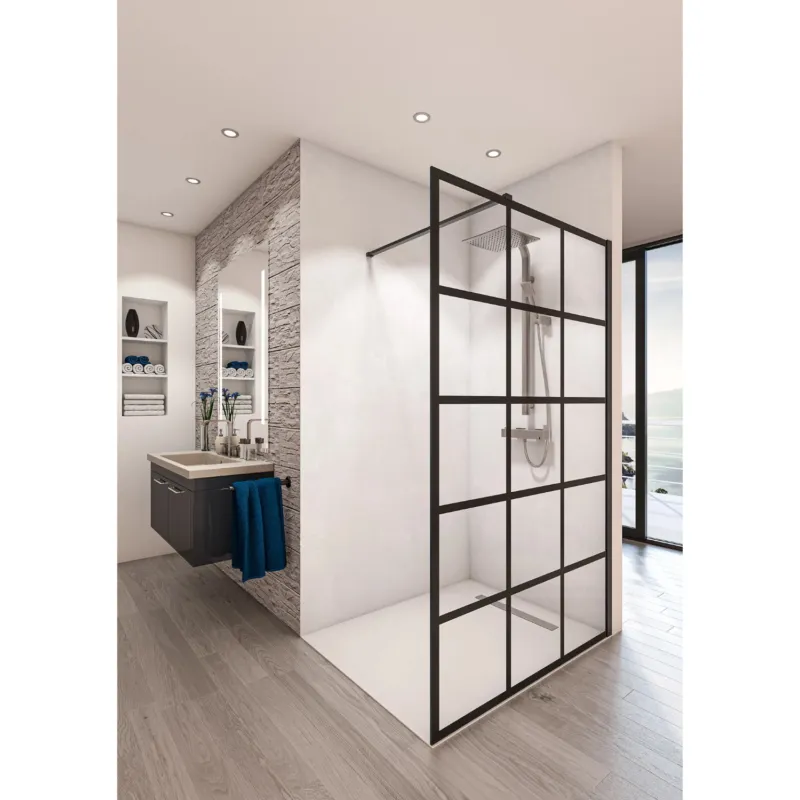 Inloopdouche BWS Free Time 140x200 cm Zwart Decor 3 Timeless Coating Mat Zwart Profiel Gratis Retour