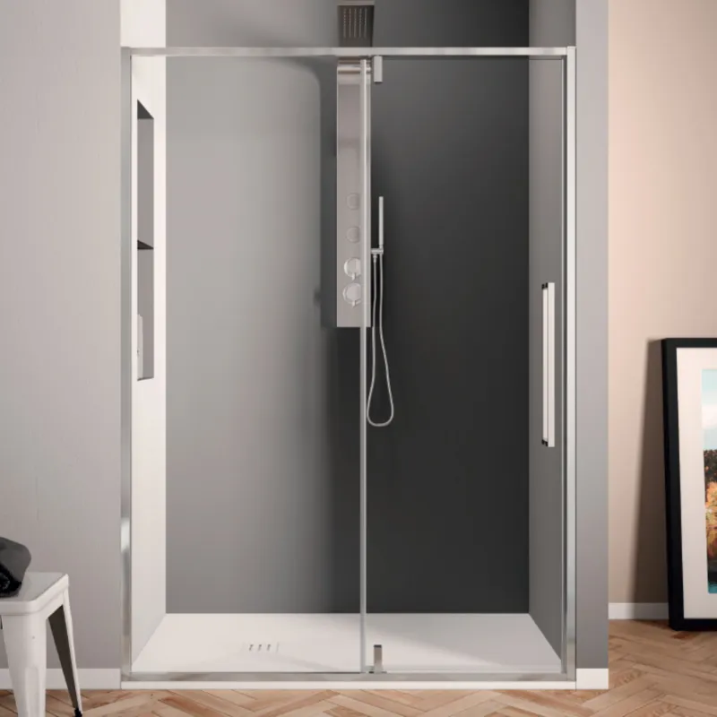 Bestel Nu Klapdeur Lacus Murano Tweedelig Helder Glas 110x200 cm Aluminium Profiel Chroom
