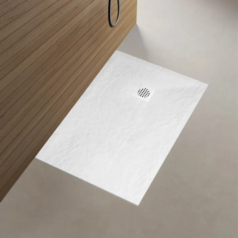 Voordeelprijs Mueller PureStone douchebak 160x90x3cm mat wit composiet inkortbaar