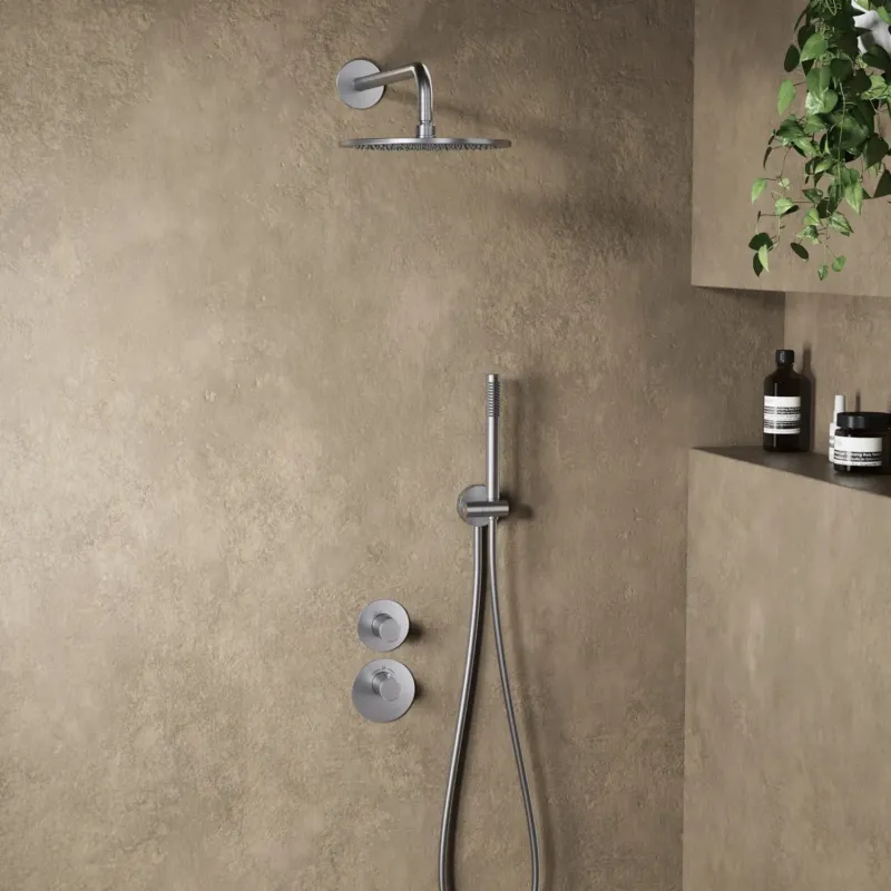 Saniclear Premium Uni inbouw regendouche 25cm RVS look PVD met wandarm en staafhanddouche Aanbieding