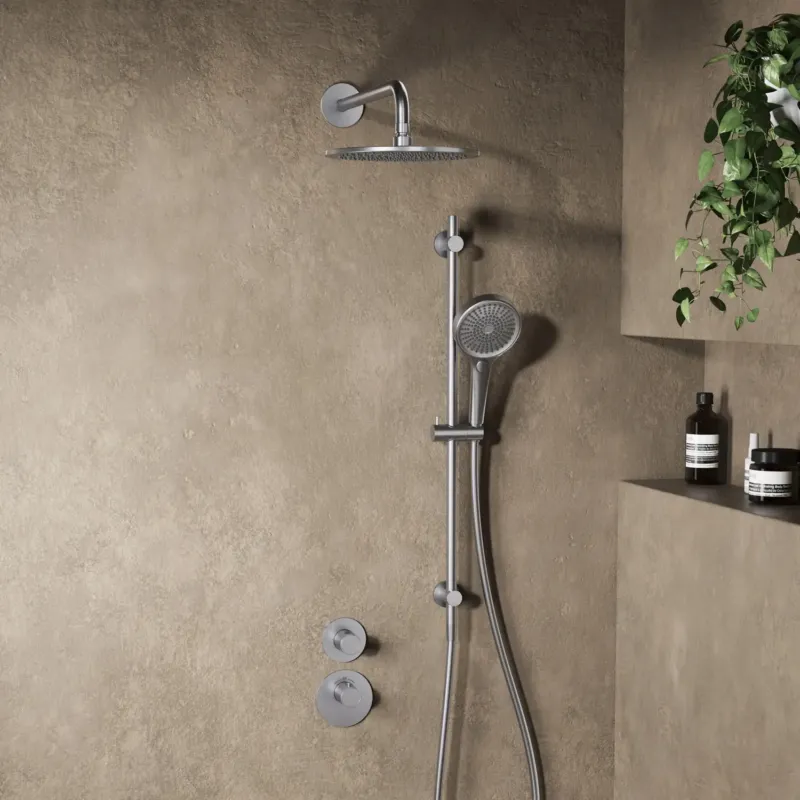 Saniclear Premium Uni inbouw regendouche 25cm RVS look PVD met wandarm, glijstang en 3 standen handdouche Fabrieksprijs