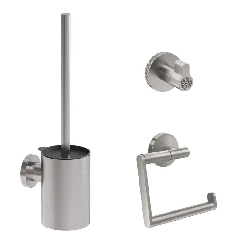 Beste Prijs Saniclear Premium London toiletaccessoireset RVS look PVD met toiletborstel, rolhouder en handdoekhaak