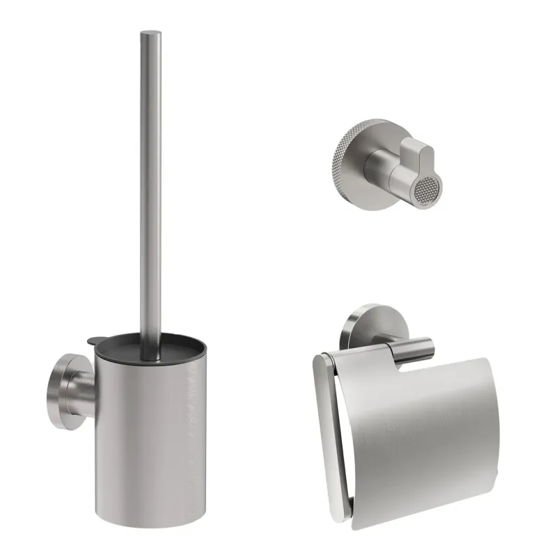 Bestel Nu Saniclear Premium London toiletaccessoireset RVS look PVD met toiletborstel, rolhouder met klep en handdoekhaak
