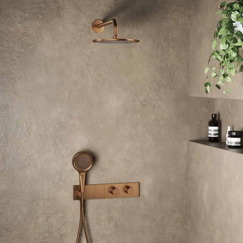 Veilige Betaling Saniclear Premium Manchester inbouw regendouche 25cm geborsteld koper PVD met wandarm en 3 standen handdouche