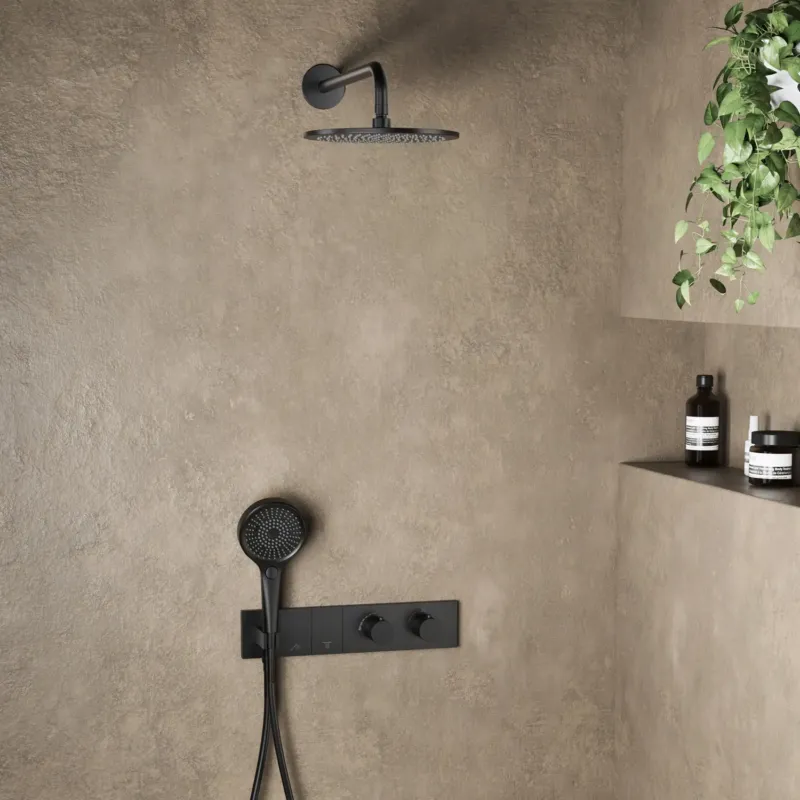 Aanbieding Saniclear Premium Manchester inbouw regendouche 25cm mat zwart met wandarm en 3 standen handdouche