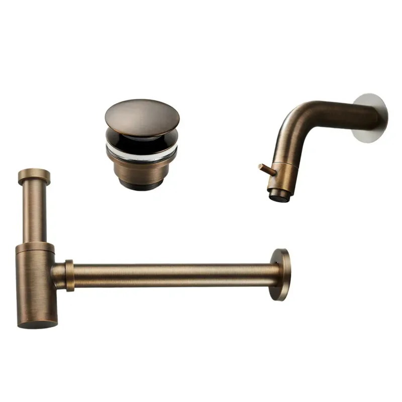 Alleen Vandaag Saniclear Antique fonteinkraan set verouderd messing met inbouw kraan, sifon en afvoerplug