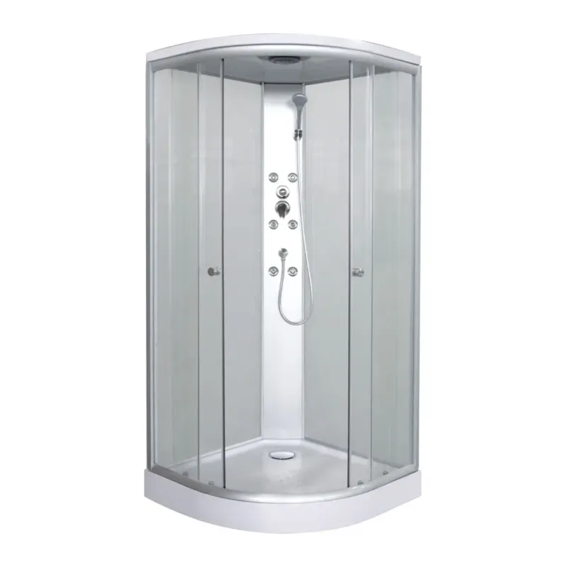 Korting Badstuber Punto gesloten douchecabine kitvrij kwartrond met thermostaatkraan 90x90x215cm