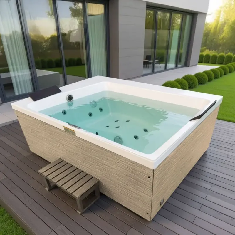 Badstuber Zadar buiten whirlpool rechthoekig 190x140x70cm licht eiken Korting