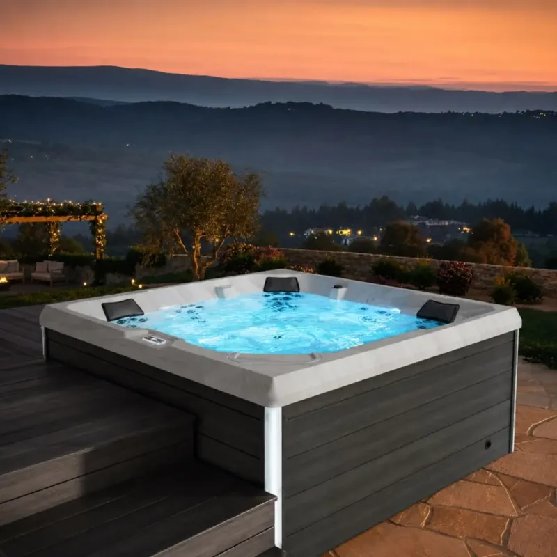 Badstuber Rovinj buiten whirlpool rechthoekig 210x210x90cm antraciet Speciale Aanbieding