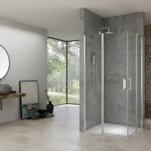 Flitsaanbieding van Rijn ST02 hoekcabine 108x108cm met draaideuren chroom
