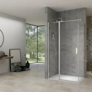 Voordeelprijs van Rijn ST02 hoekcabine 138x108cm met draaideur chroom