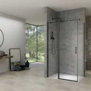 Beste Prijs van Rijn ST02 hoekcabine 128x118cm met draaideur zwart