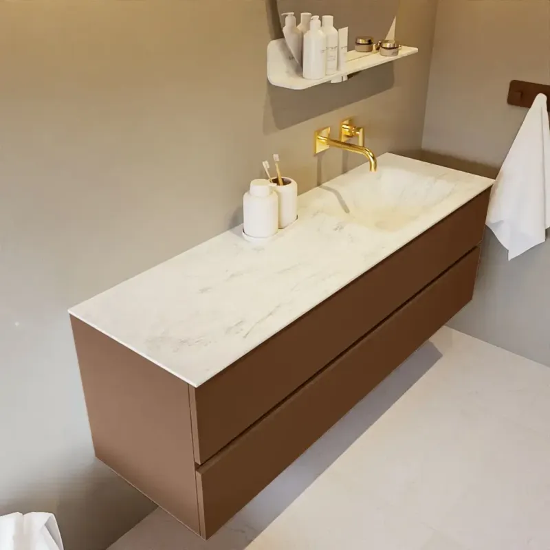 Mondiaz Vica DLux badmeubel 150cm rust 2 lades met wastafel opalo rechts zonder kraangat Hete Deal