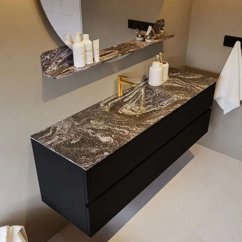Mondiaz Vica DLux badmeubel 150cm urban 2 lades met wastafel lava midden 1 kraangat Betaalbaar