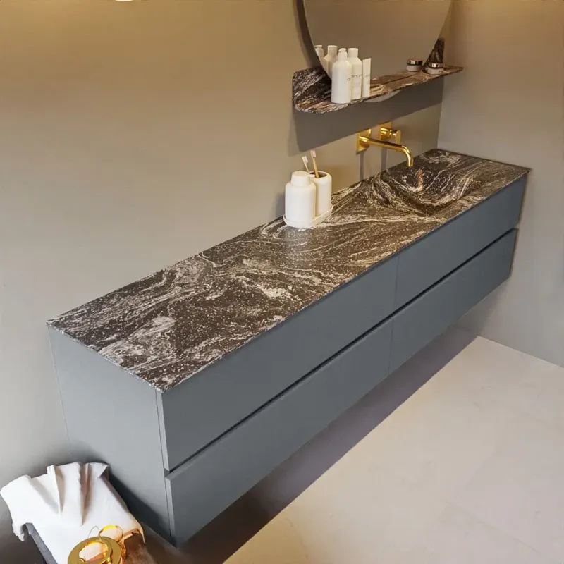 Mondiaz Vica DLux badmeubel 200cm plata 4 lades met wastafel lava rechts zonder kraangat Koop Vandaag
