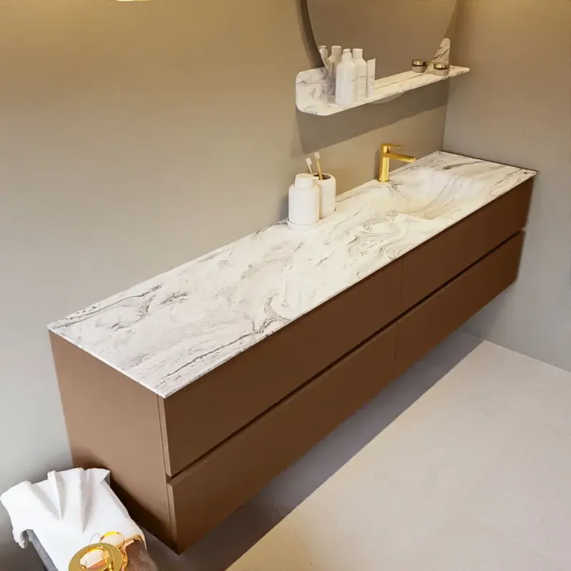 Shop Nu Mondiaz Vica DLux badmeubel 200cm rust 4 lades met wastafel glace rechts 1 kraangat
