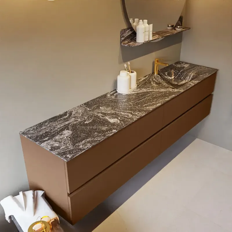 Mondiaz Vica DLux badmeubel 200cm rust 4 lades met wastafel lava rechts 1 kraangat Betaalbaar