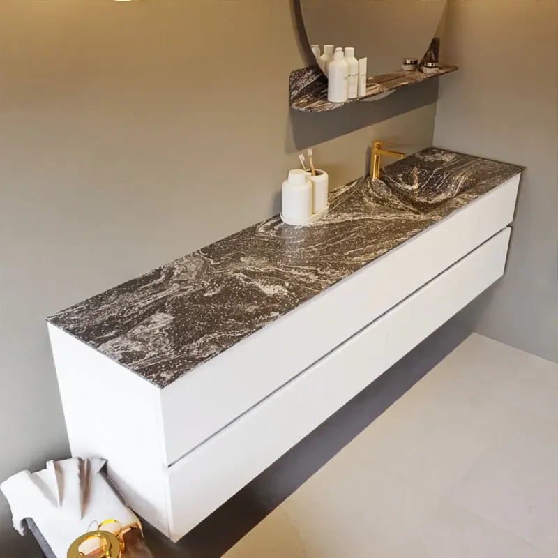 Mondiaz Vica DLux badmeubel 200cm talc 4 lades met wastafel lava rechts 1 kraangat Snelle Levering
