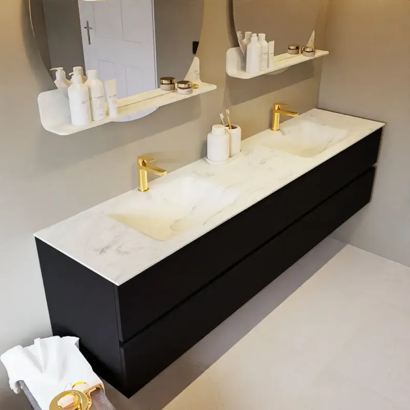 Mondiaz Vica DLux badmeubel 200cm urban 4 lades met wastafel opalo dubbel 2 kraangaten Beste Prijs