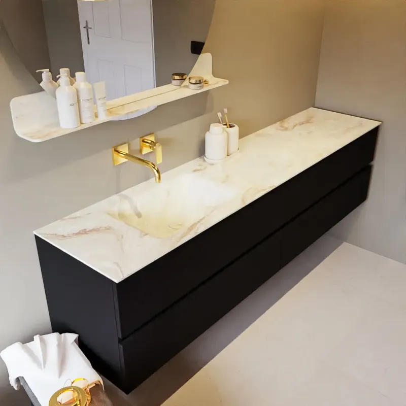 Actieprijs Mondiaz Vica DLux badmeubel 200cm urban 4 lades met wastafel frappe links zonder kraangat