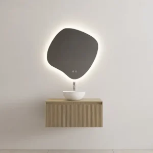 Premium Gliss Design Timotheus badmeubel met ribbelfront 60cm ash gray met witte waskom