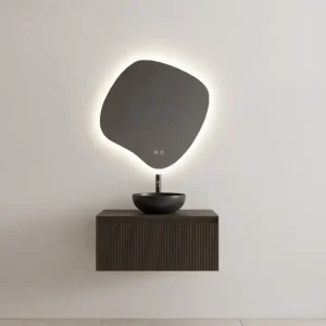 Superprijs Gliss Design Timotheus badmeubel met ribbelfront 80cm charcoal met zwarte waskom