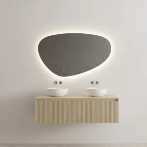 Populair Gliss Design Timotheus badmeubel met ribbelfront 120cm corn silk met witte waskom