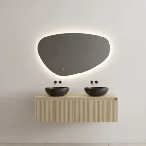 Populair Gliss Design Timotheus badmeubel met ribbelfront 120cm corn silk met zwarte waskom