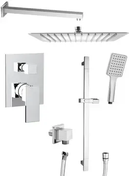 Hete Deal Sapho Cubemix inbouw regendouche vierkant 30cm met wandarm, handdouche en glijstang chroom
