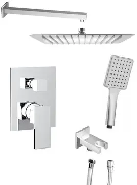 Sapho Cubemix inbouw regendouche vierkant 30cm met wandarm en handdouche chroom Weekendaanbieding