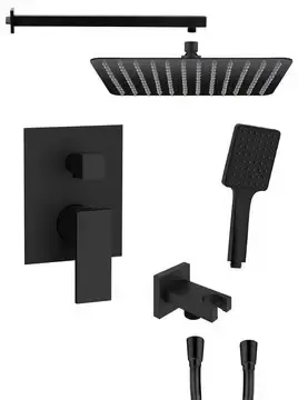 Laatste Versie Sapho Cubemix inbouw regendouche vierkant 30cm met wandarm en handdouche zwart mat