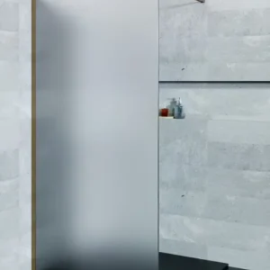 Aanbieding Saniclear Blurred douchewand matglas 80x200cm verouderd messing