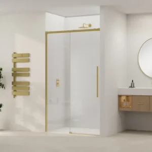 Beste Prijs Van Rijn ST09 douchedeur met helder glas voor nis 180x200cm geborsteld messing
