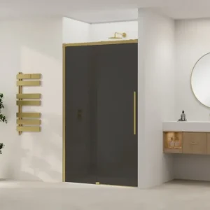 Bestel Nu Van Rijn ST09 douchedeur met rookglas voor nis 140x200cm geborsteld messing