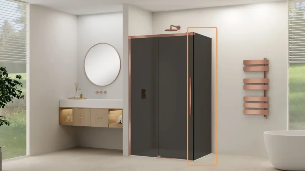 Actieprijs Van Rijn ST09 zijwand met rookglas 120x200cm geborsteld koper