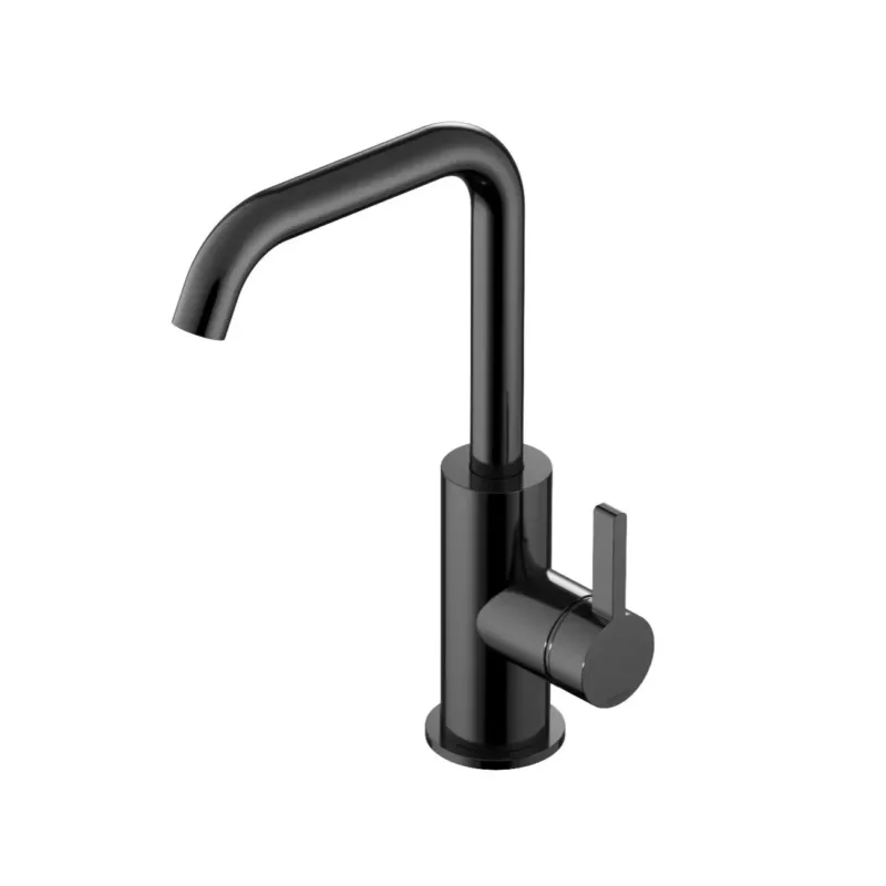 Speciale Aanbieding Hotbath ACE wastafelkraan met draaibare uitloop zwart gepolijst PVD