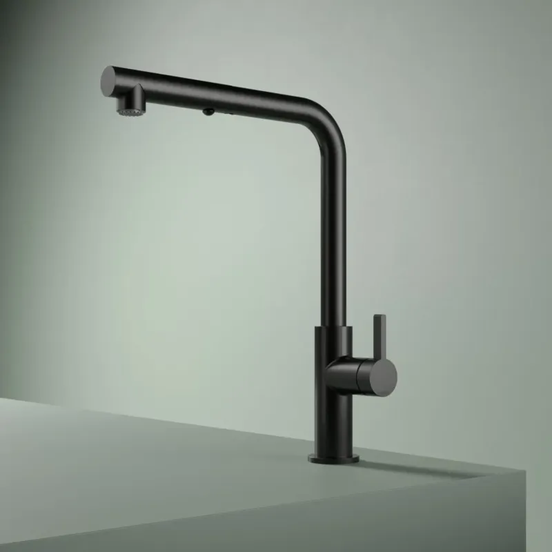 Hotbath ACE keukenkraan met uittrekbare handdouche zwart geborsteld PVD Aanbieding