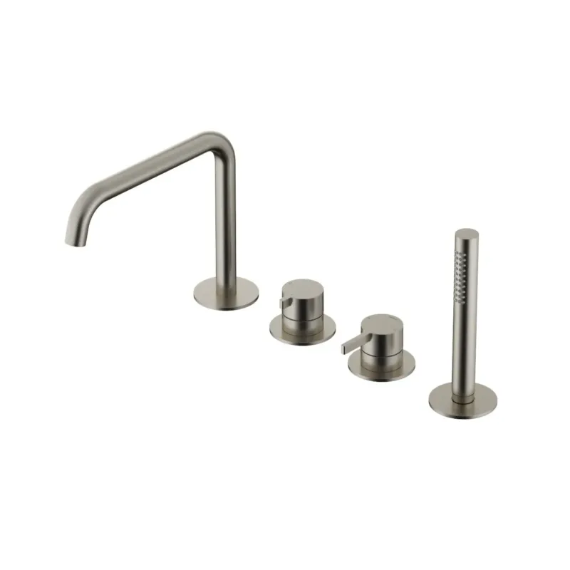 Hotbath ACE 2-wegs badrandcombinatie met uitloop en handdouche nikkel geborsteld Fabrieksprijs