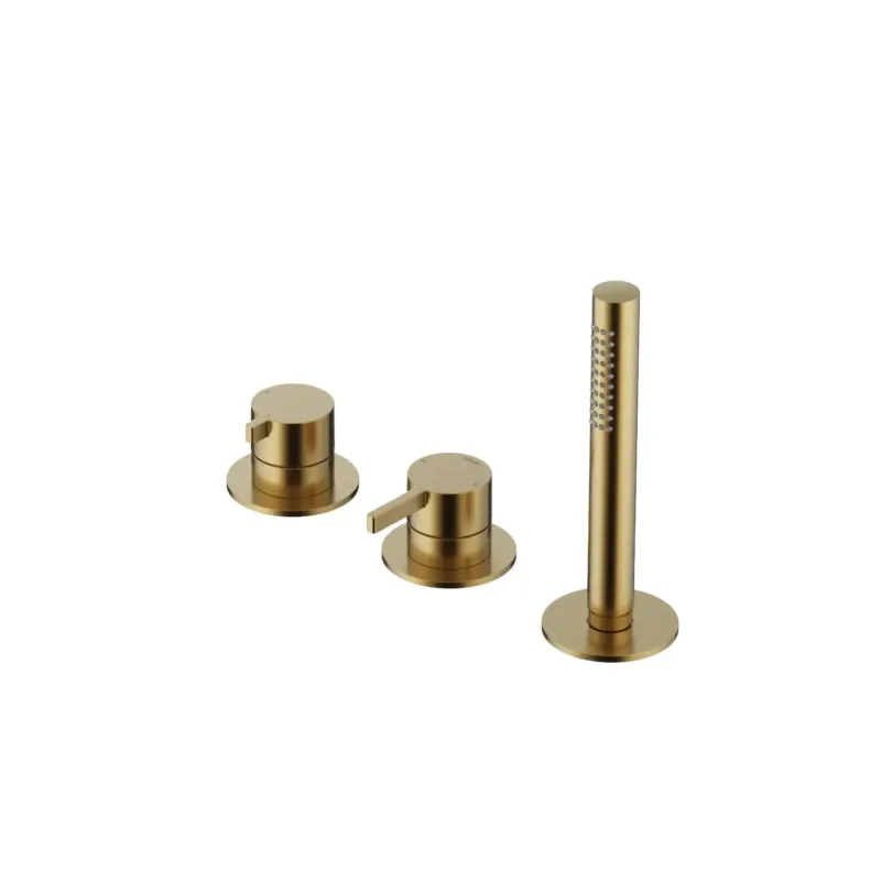 Beperkte Voorraad Hotbath ACE 2-wegs badrandcombinatie met handdouche messing geborsteld PVD