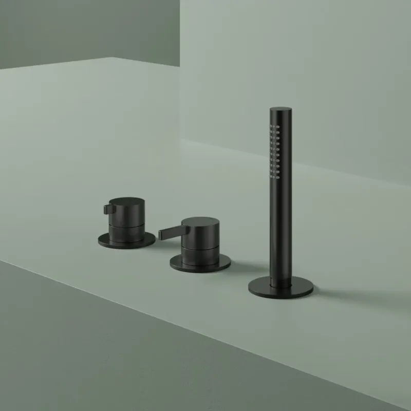 Hotbath ACE 2-wegs badrandcombinatie met handdouche zwart geborsteld PVD Express Levering