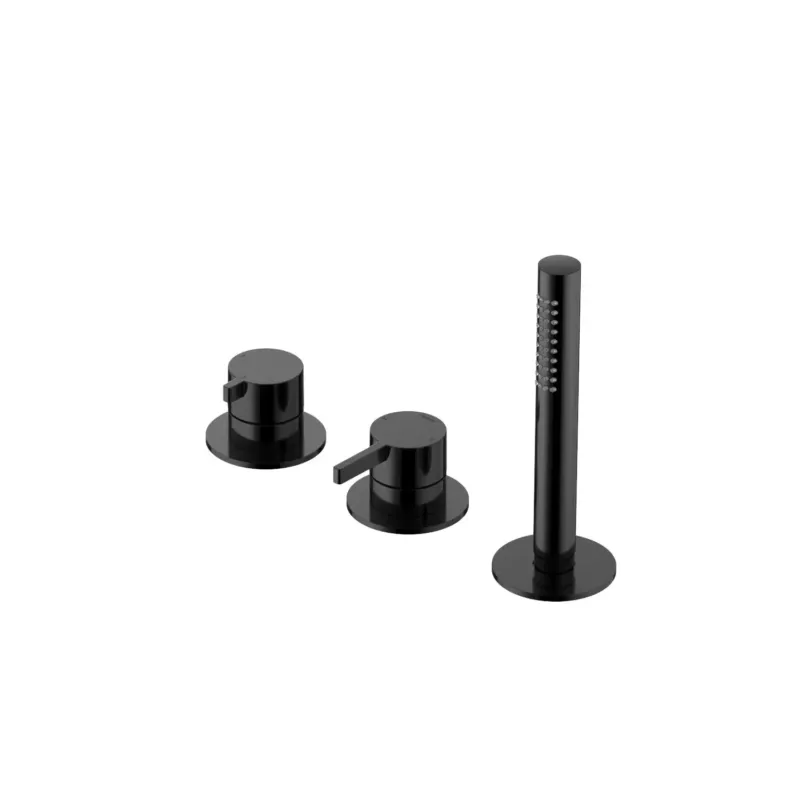 Hotbath ACE 2-wegs badrandcombinatie met handdouche zwart gepolijst PVD Beperkt Aanbod