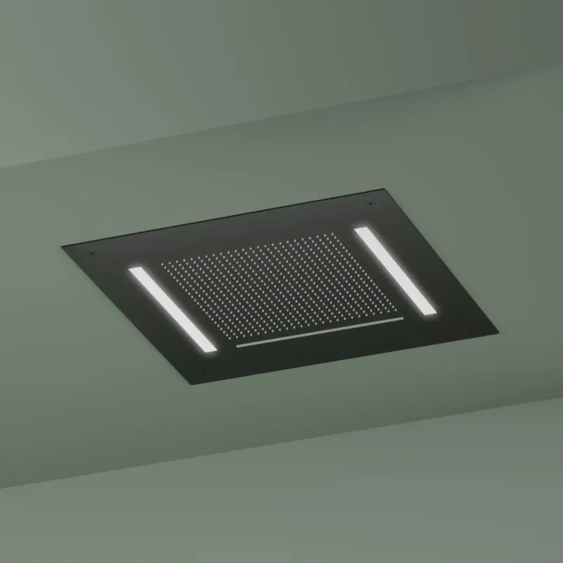 Laatste Versie Hotbath ACE inbouw hoofddouche met waterval 50x50cm zwart geborsteld PVD