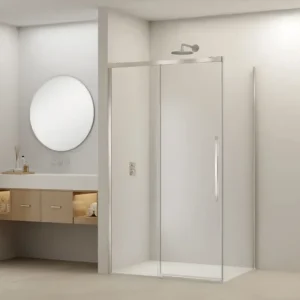 Betaalbaar Van Rijn ST09 hoekcabine met helder glas 100x160cm geborsteld RVS