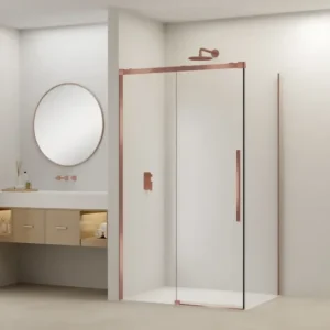 Bestseller Van Rijn ST09 hoekcabine met helder glas 100x160cm geborsteld koper