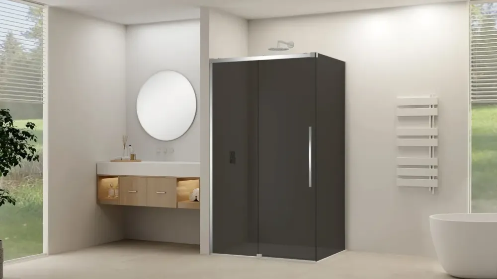 Betrouwbaar Van Rijn ST09 hoekcabine met rookglas 100x140cm chroom