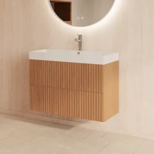 Veilige Betaling Gliss Design Hybris badmeubel met ribbelfront 60cm pure met glans witte wastafel zonder kraangat Lako