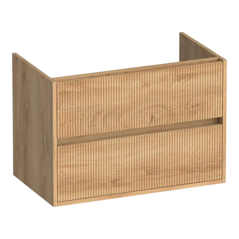 Brauer Adore Wavy onderkast ribbelfront 80cm met 2 softclose lades forest tan Speciale Aanbieding