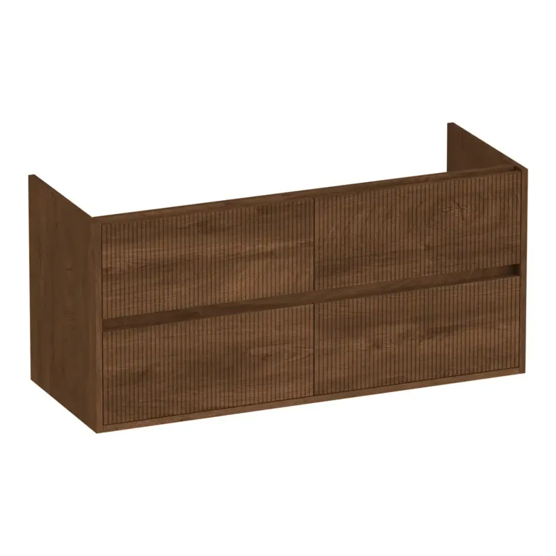 Beperkte Voorraad Brauer Adore Wavy onderkast ribbelfront 120cm met 4 softclose lades forest cacao