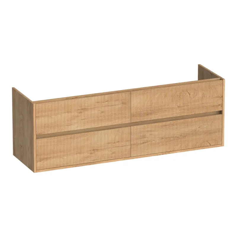 Brauer Adore Wavy onderkast ribbelfront 160cm met 4 softclose lades forest tan Goedkoop